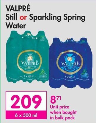 Makro VALPRÉ Still or Sparkling Spring Water offer