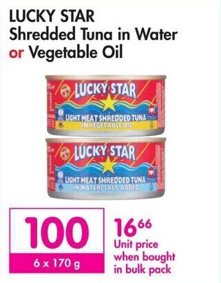 Makro LUCKY STAR Shredded Tuna in Water or Vegetable Oil offer