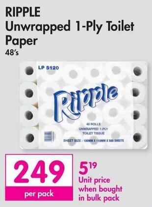 RIPPLE Unwrapped 1-Ply Toilet Paper