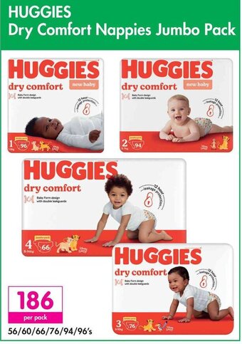 HUGGIES Dry Comfort Nappies Jumbo Pack