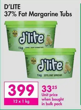 Makro D'LITE 37% Fat Margarine Tubs offer