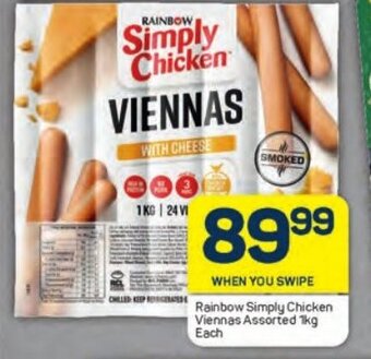 Rainbow Simply Chicken Viennas Assorted 1kg Each