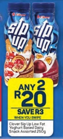 Pick n Pay Clover Sip Up Low Fat Yoghurt Based Dairy Snack Assorted 250g offer