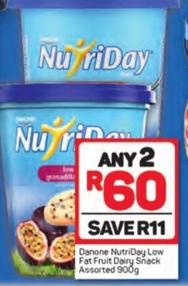 Pick n Pay Danone NutriDay Low Fat Fruit Dairy Snack Assorted 900g offer