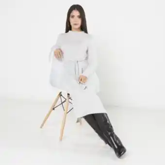 Zando Utopia ice grey melange cut n sew tie front midi sweater dress offer