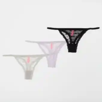 Kangol 3pk daisy mesh, mf & all-over lace thong with edge lace trim mix & match