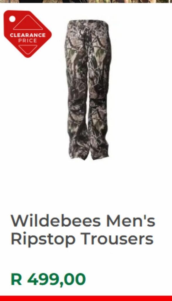Wildebees men's ripstop trousers offer at Outdoor Warehouse