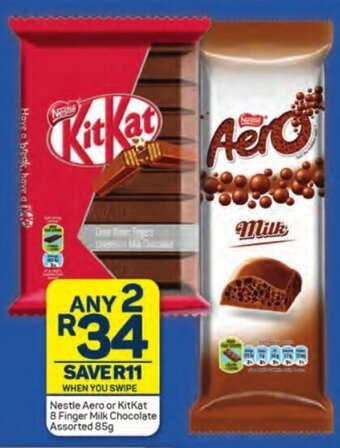 Pick n Pay Nestle Aero or KitKat 8 Finger Milk Chocolate Assorted 85g offer