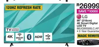 86'' (218cm) 4k smart digital led tv