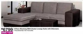 4-piece mustang mkii chaise lounge suite with ottomans