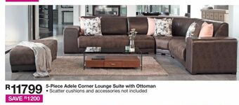 5-piece adele corner lounge suite with ottoman