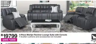 House & Home 3-piece marilyn recliner lounge suite with console offer