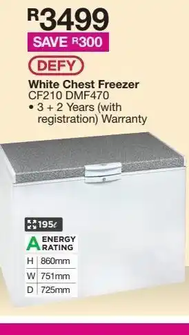 House & Home Defy 195lt white chest freezer cf210 dmf470 offer
