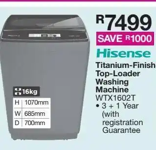House & Home Hisense 16kg titanium finish toploader wtq1602t offer