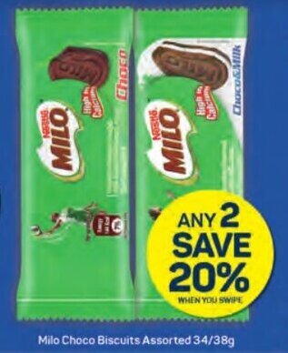 Pick n Pay Milo Choco Biscuits Assorted 34/38g offer