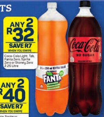 Pick n Pay Coca-Cola Light, Tab, Fanta Zero, Sprite Zero or Stoney Zero 2.25 Litre offer