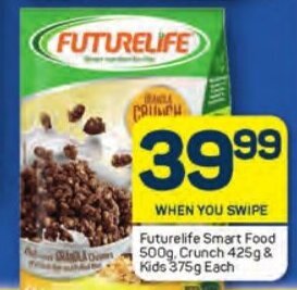 Pick n Pay Futurelife Smart Food 500g, Crunch 425g & Kids 375g Each offer
