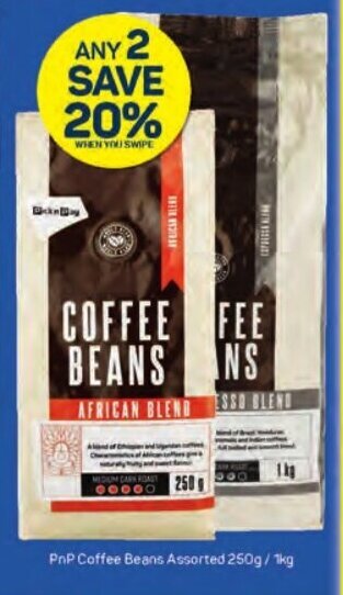 Pick n Pay PnP Coffee Beans Assorted 250g/1kg offer