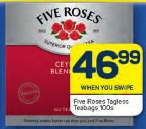 Pick n Pay Five Roses Tagless Teabags 100s offer
