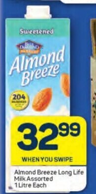 Pick n Pay Almond Breeze Long Life Milk Assorted 1 Litre Each offer
