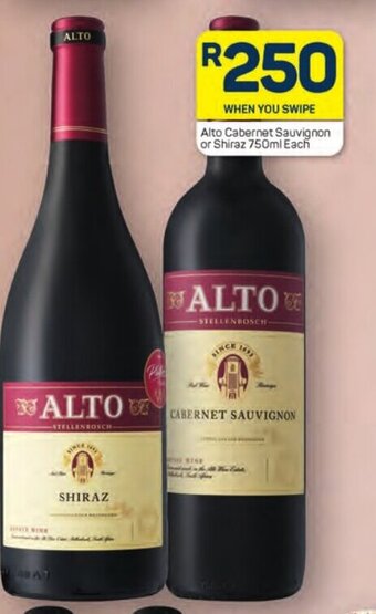 Pick n Pay Alto Cabernet Sauvignon or Shiraz 750ml Each offer