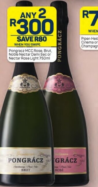 Pick n Pay Pongracz MCC Rose, Brut, Noble Nectar Demi Sec or Nectar Rose Light 750ml offer