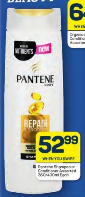Pick n Pay Pantene Shampoo or Conditioner Assorted 360/400ml Each offer