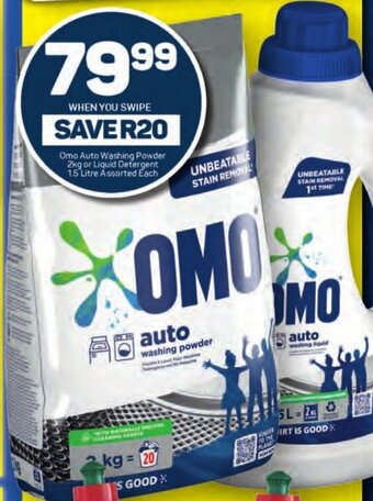 Pick n Pay Omo Auto Washing Powder 2kg or Liquid Detergent 1.5 Litre Assorted Each offer