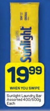 Pick n Pay Sunlight Laundry Bar Assorted 400/500g Each offer
