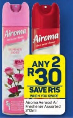 Pick n Pay Airoma Aerosol Air Freshener Assorted 210ml offer