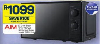 Pick n Pay AIM 20 Litre Black Mirror Manual Microwave Oven -Model AMW20MA offer