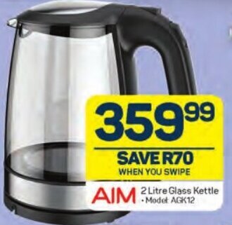 Pick n Pay AIM 2 Litre Glass Kettle offer