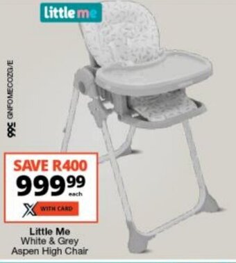 Checkers Little Me White & Grey Aspen High Chair offer