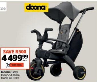 Checkers Doona Grey Hound/Flame Red Liki Trike offer