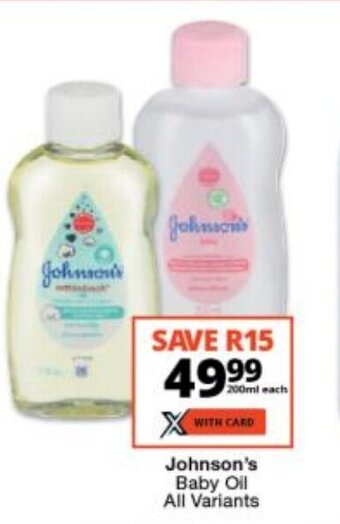 Checkers Johnson's Baby Oil All Variants offer