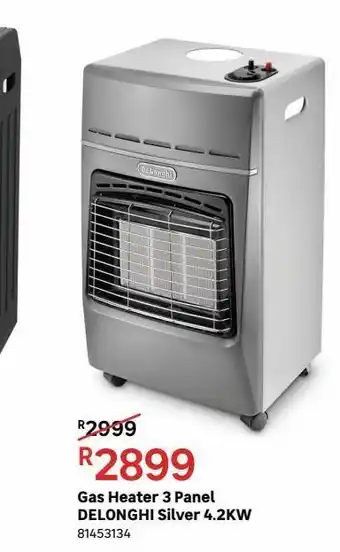 Gas heater 3 panel delonghi silver 4.2kw