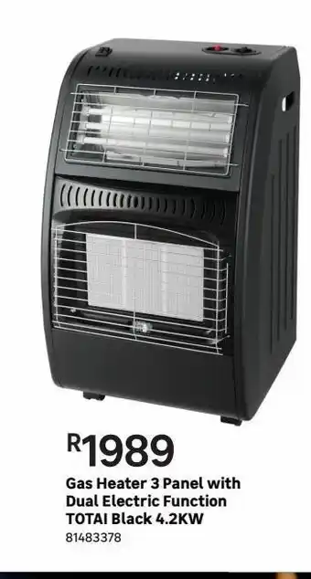 Leroy Merlin Gas heater 3 panel with dual electric function totai black 4.2kw offer