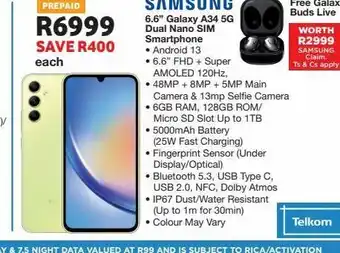House & Home Samsung galaxy a34 6.6 128gb 5g smartphone offer