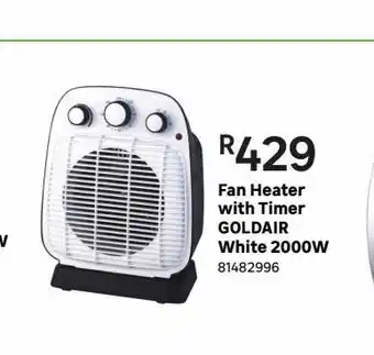 Fan heater with timer goldair white 2000w