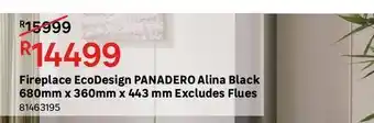 Fireplace ecodesign panadero alina black 680mm x 360mm x 443mm excludes flues