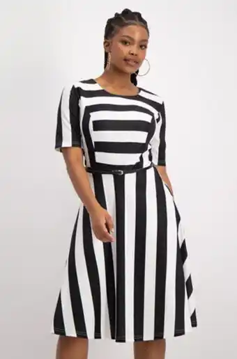 Dunns Stefani stripe fit and flare dress offer
