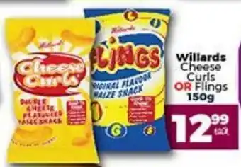 Take 'n Pay Willards Cheese Curls or Flings 150g offer
