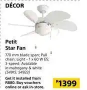 Builders Warehouse Decor petit star fan offer