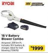 Builders Warehouse Ryobi 18v battery blower combo offer