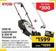 Builders Warehouse Ryobi 1200w lawnmower & 300w trimmer kit offer