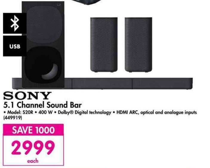 SONY 5.1 Channel Sound Bar offer at Makro