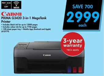 Makro Canon PIXMA G3420 3-in-1 MegaTank Printer offer