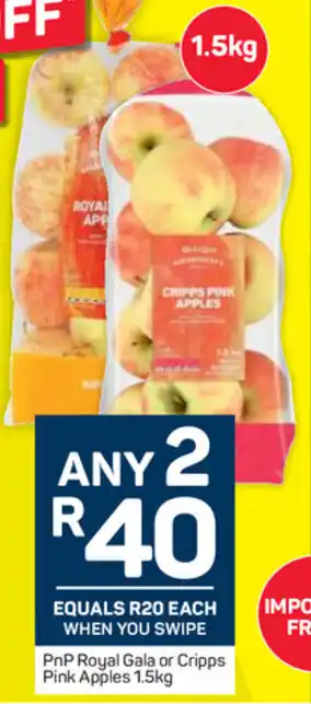 Pick n Pay PnP Royal Gala or Cripps Pink Apples 1.5kg offer