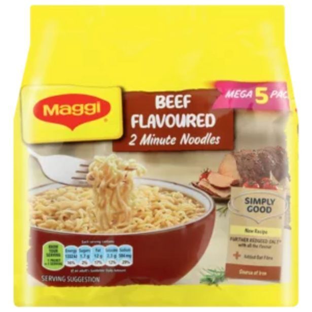 Maggi beef flavoured 2 minute noodles 5 x 73g offer at Shoprite