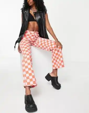Asos The ragged priest checkered dad jeans in red offer